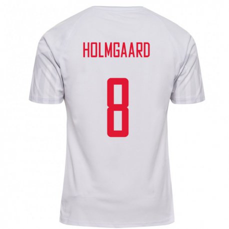 Kandiny Homme Maillot Danemark Sara Holmgaard #8 Blanc Tenues Extérieur 22-24 T-shirt