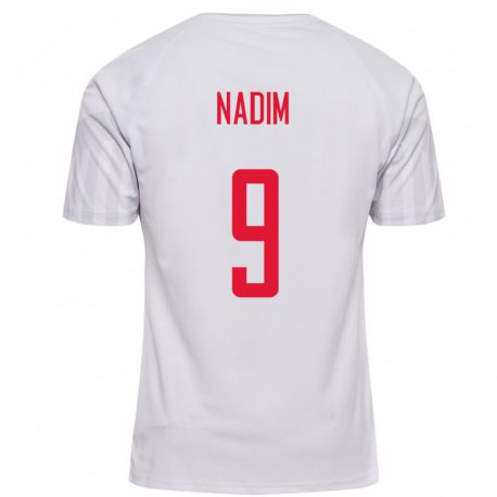 Kandiny Homme Maillot Danemark Nadia Nadim #9 Blanc Tenues Extérieur 22-24 T-shirt