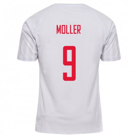 Kandiny Homme Maillot Danemark Caroline Moller #9 Blanc Tenues Extérieur 22-24 T-shirt
