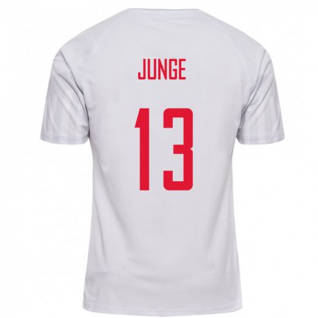 Kandiny Homme Maillot Danemark Sofie Junge #13 Blanc Tenues Extérieur 22-24 T-shirt