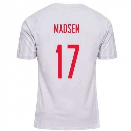 Kandiny Homme Maillot Danemark Rikke Marie Madsen #17 Blanc Tenues Extérieur 22-24 T-shirt