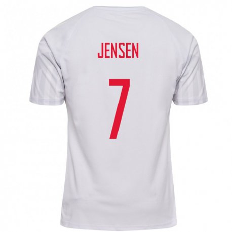 Kandiny Homme Maillot Danemark Victor Jensen #7 Blanc Tenues Extérieur 22-24 T-shirt
