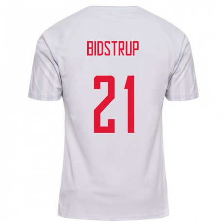 Kandiny Homme Maillot Danemark Mads Bidstrup #21 Blanc Tenues Extérieur 22-24 T-shirt