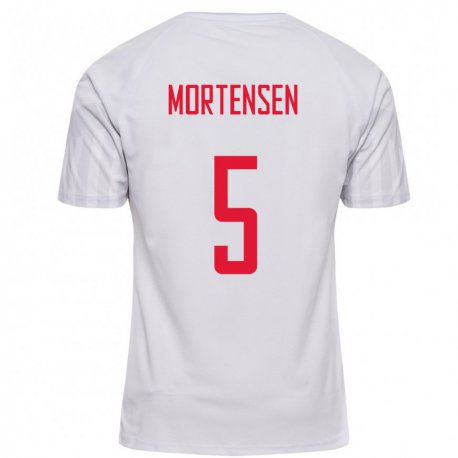 Kandiny Homme Maillot Danemark Gustav Mortensen #5 Blanc Tenues Extérieur 22-24 T-shirt