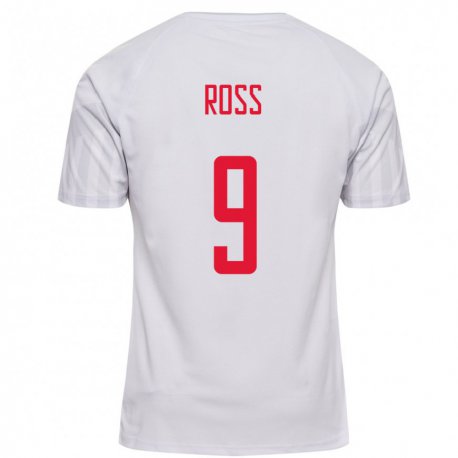 Kandiny Homme Maillot Danemark Oliver Ross #9 Blanc Tenues Extérieur 22-24 T-shirt