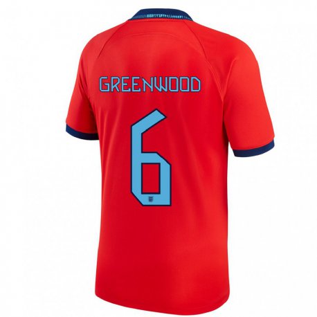 Kandiny Homme Maillot Angleterre Alex Greenwood #6 Rouge Tenues Extérieur 22-24 T-shirt