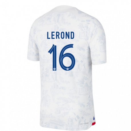 Kandiny Homme Maillot France Justine Lerond #16 Blanc Bleu  Tenues Extérieur 22-24 T-shirt
