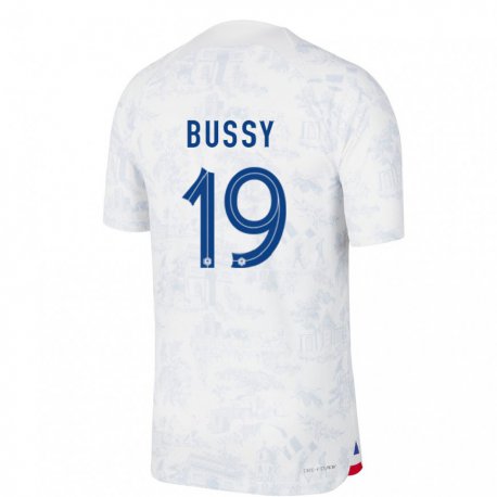Kandiny Homme Maillot France Kessya Bussy #19 Blanc Bleu  Tenues Extérieur 22-24 T-shirt