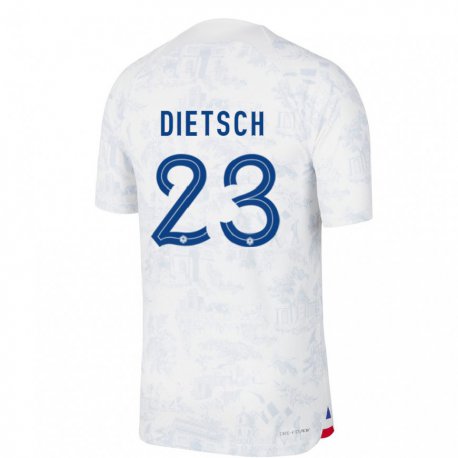 Kandiny Homme Maillot France Guillaume Dietsch #23 Blanc Bleu  Tenues Extérieur 22-24 T-shirt