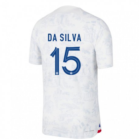 Kandiny Homme Maillot France Florent Da Silva #15 Blanc Bleu  Tenues Extérieur 22-24 T-shirt