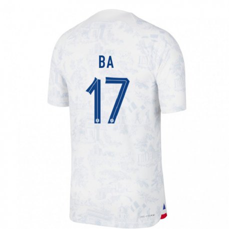 Kandiny Homme Maillot France Abdoullah Ba #17 Blanc Bleu  Tenues Extérieur 22-24 T-shirt