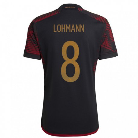 Kandiny Homme Maillot Allemagne Sydney Lohmann #8 Marron Noir Tenues Extérieur 22-24 T-shirt