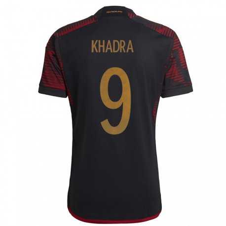 Kandiny Homme Maillot Allemagne Reda Khadra #9 Marron Noir Tenues Extérieur 22-24 T-shirt