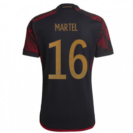 Kandiny Homme Maillot Allemagne Eric Martel #16 Marron Noir Tenues Extérieur 22-24 T-shirt