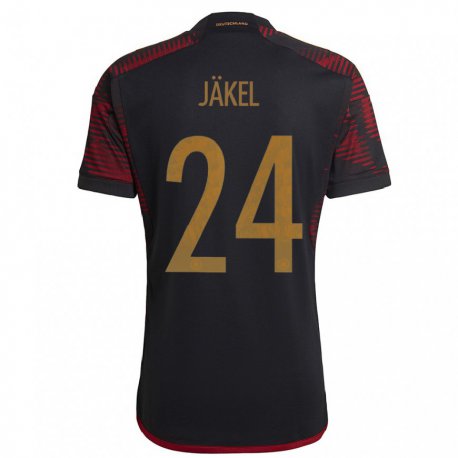 Kandiny Homme Maillot Allemagne Frederik Jakel #24 Marron Noir Tenues Extérieur 22-24 T-shirt