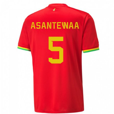 Kandiny Homme Maillot Ghana Grace Asantewaa #5 Rouge Tenues Extérieur 22-24 T-shirt