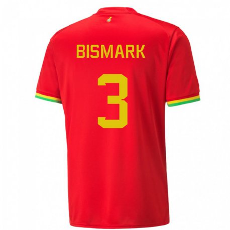 Kandiny Homme Maillot Ghana Anim Bismark #3 Rouge Tenues Extérieur 22-24 T-shirt