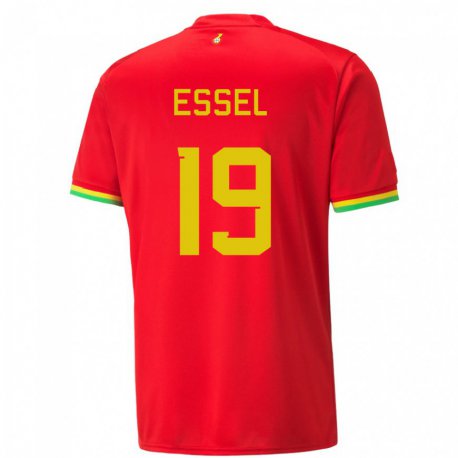 Kandiny Homme Maillot Ghana Aaron Essel #19 Rouge Tenues Extérieur 22-24 T-shirt