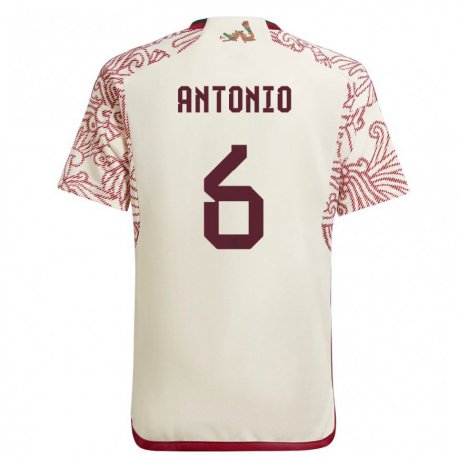 Kandiny Homme Maillot Mexique Nancy Antonio #6 Merveille Blanc Rouge Tenues Extérieur 22-24 T-shirt