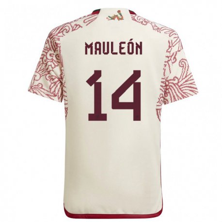 Kandiny Homme Maillot Mexique Natalia Mauleon #14 Merveille Blanc Rouge Tenues Extérieur 22-24 T-shirt