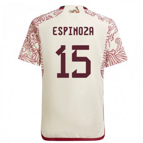 Kandiny Homme Maillot Mexique Greta Espinoza #15 Merveille Blanc Rouge Tenues Extérieur 22-24 T-shirt