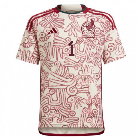Kandiny Homme Maillot Mexique Hector Holguin #1 Merveille Blanc Rouge Tenues Extérieur 22-24 T-shirt