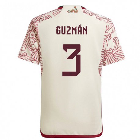 Kandiny Homme Maillot Mexique Victor Guzman #3 Merveille Blanc Rouge Tenues Extérieur 22-24 T-shirt