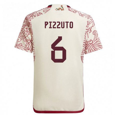 Kandiny Homme Maillot Mexique Eugenio Pizzuto #6 Merveille Blanc Rouge Tenues Extérieur 22-24 T-shirt