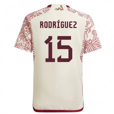 Kandiny Homme Maillot Mexique Jorge Rodriguez #15 Merveille Blanc Rouge Tenues Extérieur 22-24 T-shirt
