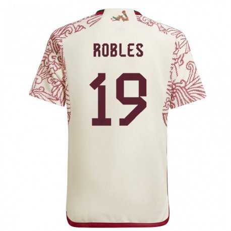 Kandiny Homme Maillot Mexique Angel Robles #19 Merveille Blanc Rouge Tenues Extérieur 22-24 T-shirt