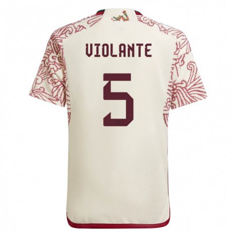 Kandiny Homme Maillot Mexique Isaias Violante #5 Merveille Blanc Rouge Tenues Extérieur 22-24 T-shirt