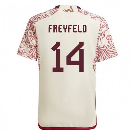 Kandiny Homme Maillot Mexique Emiliano Freyfeld #14 Merveille Blanc Rouge Tenues Extérieur 22-24 T-shirt