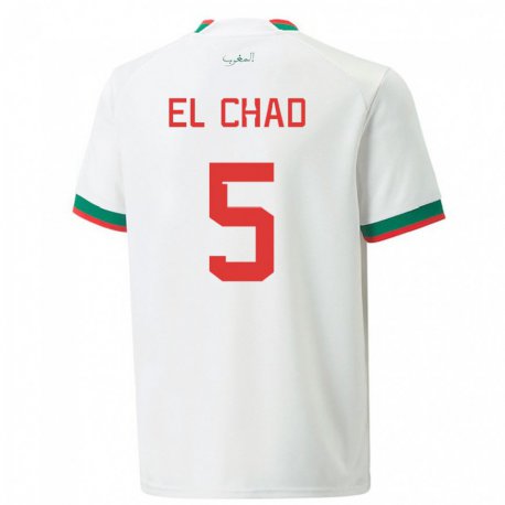 Kandiny Homme Maillot Maroc Nesryne El Chad #5 Blanc Tenues Extérieur 22-24 T-shirt