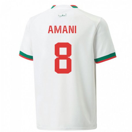 Kandiny Homme Maillot Maroc Salma Amani #8 Blanc Tenues Extérieur 22-24 T-shirt