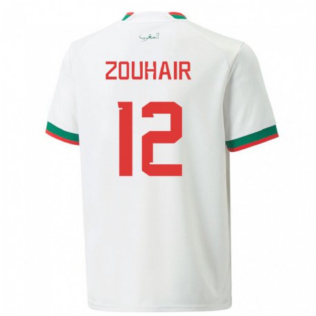 Kandiny Homme Maillot Maroc Assia Zouhair #12 Blanc Tenues Extérieur 22-24 T-shirt