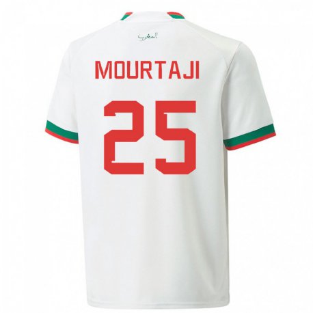Kandiny Homme Maillot Maroc Chaymaa Mourtaji #25 Blanc Tenues Extérieur 22-24 T-shirt