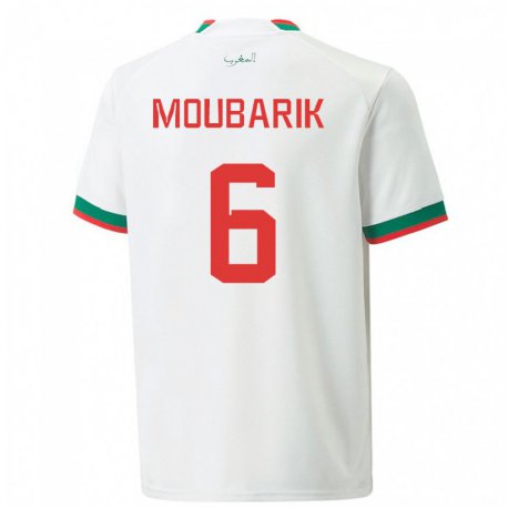 Kandiny Homme Maillot Maroc El Mehdi Moubarik #6 Blanc Tenues Extérieur 22-24 T-shirt