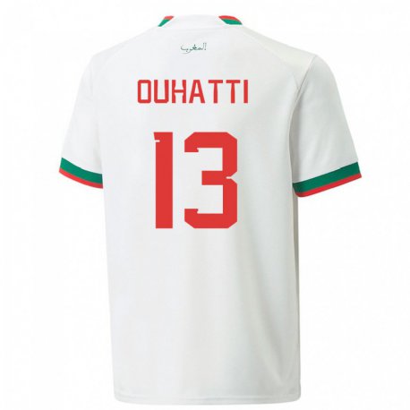 Kandiny Homme Maillot Maroc Aymane Ouhatti #13 Blanc Tenues Extérieur 22-24 T-shirt