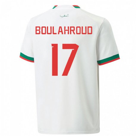 Kandiny Homme Maillot Maroc Charaf Eddine Boulahroud #17 Blanc Tenues Extérieur 22-24 T-shirt