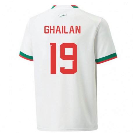 Kandiny Homme Maillot Maroc Zacarias Ghailan #19 Blanc Tenues Extérieur 22-24 T-shirt