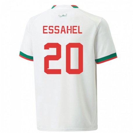 Kandiny Homme Maillot Maroc Mohammed Amine Essahel #20 Blanc Tenues Extérieur 22-24 T-shirt