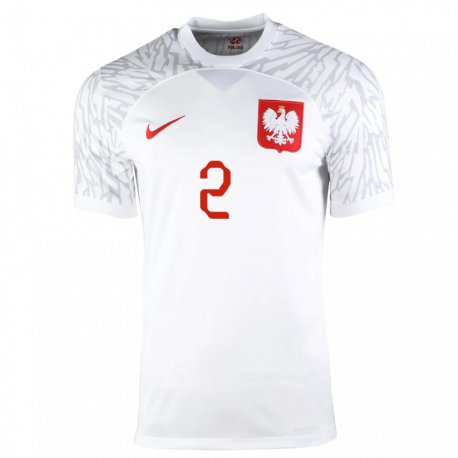 Kandiny Femme Maillot Pologne Jakub Kolan #2 Blanc Tenues Domicile 22-24 T-shirt