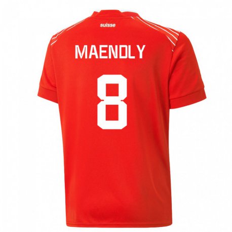 Kandiny Femme Maillot Suisse Sandy Maendly #8 Rouge Tenues Domicile 22-24 T-shirt