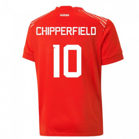 Kandiny Femme Maillot Suisse Liam Chipperfield #10 Rouge Tenues Domicile 22-24 T-shirt