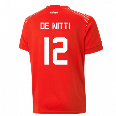 Kandiny Femme Maillot Suisse Gianni De Nitti #12 Rouge Tenues Domicile 22-24 T-shirt