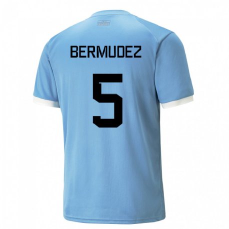 Kandiny Femme Maillot Uruguay Karol Bermudez #5 Bleu Tenues Domicile 22-24 T-shirt
