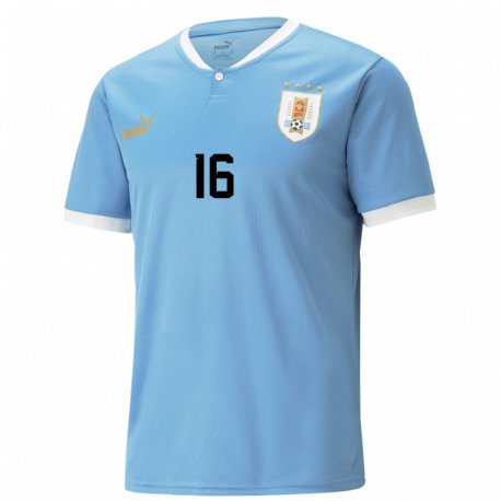 Kandiny Femme Maillot Uruguay Alexis Cuadro #16 Bleu Tenues Domicile 22-24 T-shirt