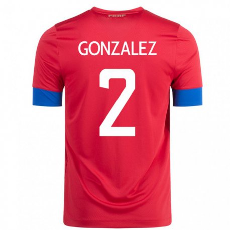 Kandiny Femme Maillot Costa Rica Julian Gonzalez #2 Rouge Tenues Domicile 22-24 T-shirt