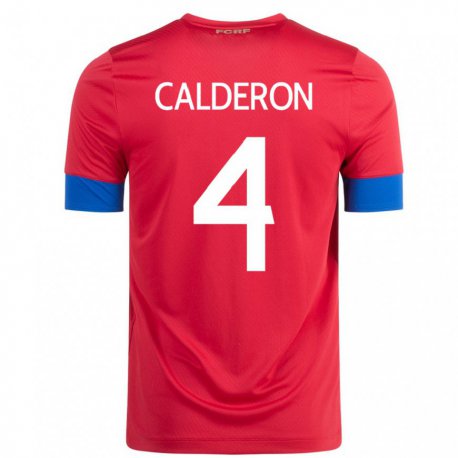 Kandiny Femme Maillot Costa Rica Brandon Calderon #4 Rouge Tenues Domicile 22-24 T-shirt