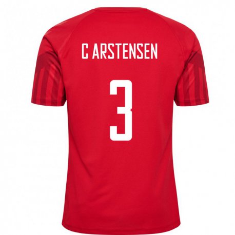 Kandiny Femme Maillot Danemark Rasmus Carstensen #3 Rouge Tenues Domicile 22-24 T-shirt